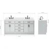Double Bathroom Vanity 73" Grey, 1.5" Edge Pure White Quartz Countertop & Splash, Sinks, 4 Soft Closing Doors, 6 Full Extension 2