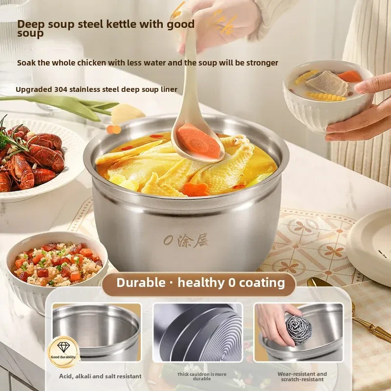 110-220V/Uncoated stainless steel inner tank household rice cooker, rice soup separation electric pressure cooker 2