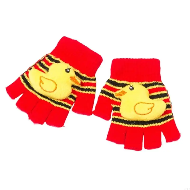 Plüsch-Entenhandschuhe für Kinder, weiche, warme Winteraccessoires mit niedlichem Tierdesign, halber Finger, leicht, A2UB – Detail 5