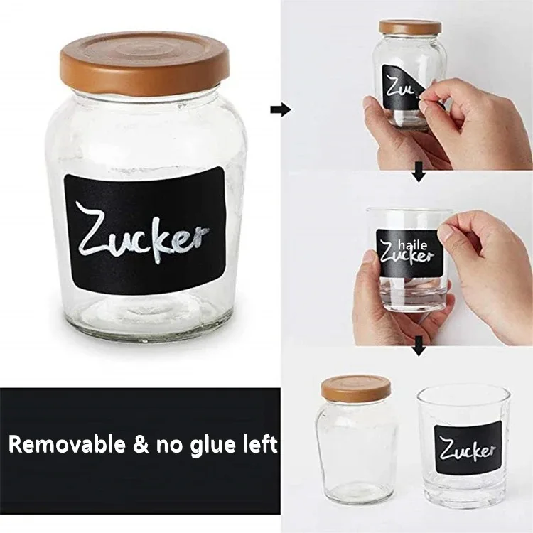 20–75 Stück wasserdichte Tafeletiketten, Gewürz-Organizer, Etikett für Haushalt, Küche, Gläser, Tafelaufkleber mit weißem Stift – Detail 4