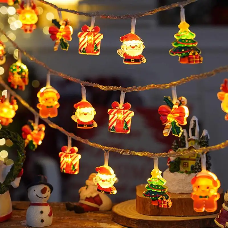 Christmas Lights String Santa Claus Battery Garland LED Christmas Tree Ornament 3M 20LED Light For New Year's Deco