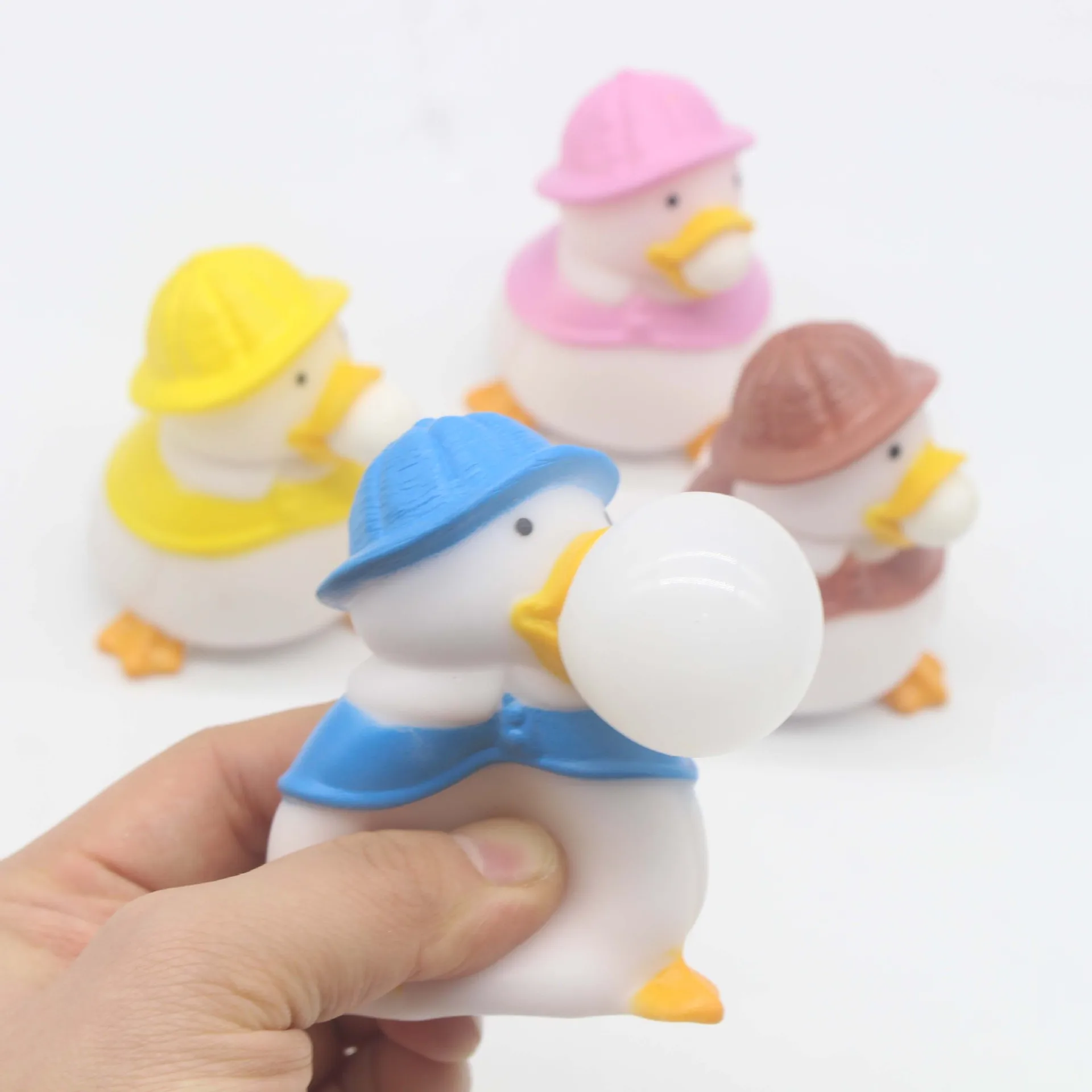 Creative Squeezing Bubbles Duck Blowing Balloon Duck Funny Venting