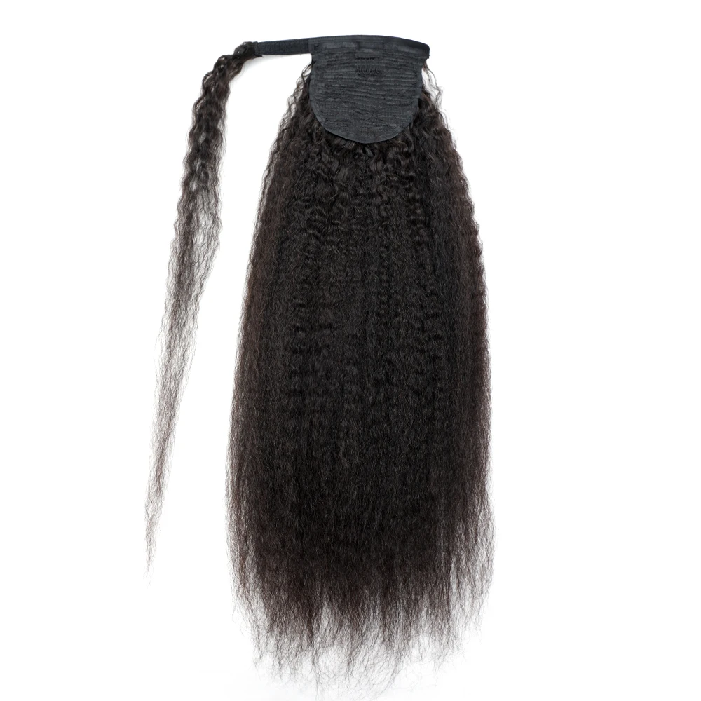 Kinky Straight Ponytail Human Hair Extension 65g/100g/145g Wrap Around Clip In Ponytail Remy Indian Yaki Hair human hair extensions