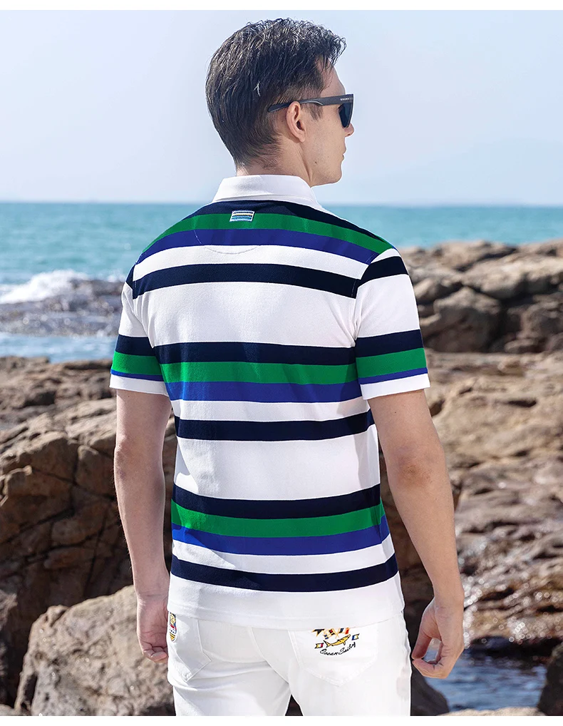 New Summer Cotton Striped Loose Stretching Polo Shirt for Men Bruce&Shark Fashion Casual Men's Polo Big Size 4XL Men POLOS 19 S2f8444b7501746b5903b9755187eefb3z