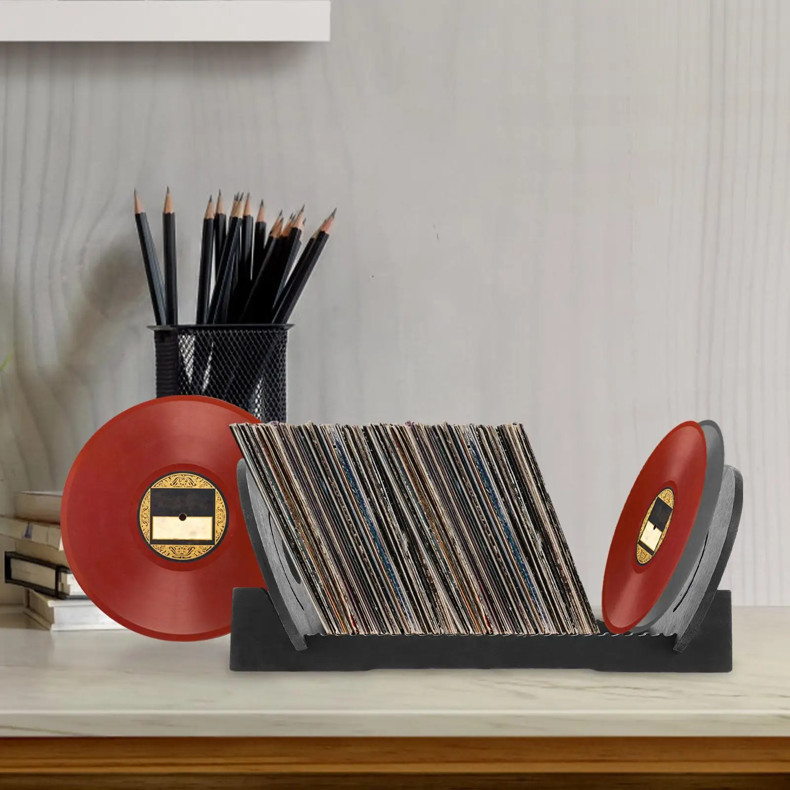 Wooden Stand Storage Units Desktop File Rack Record Holder Voice Recorder Bracket Vinyl Office