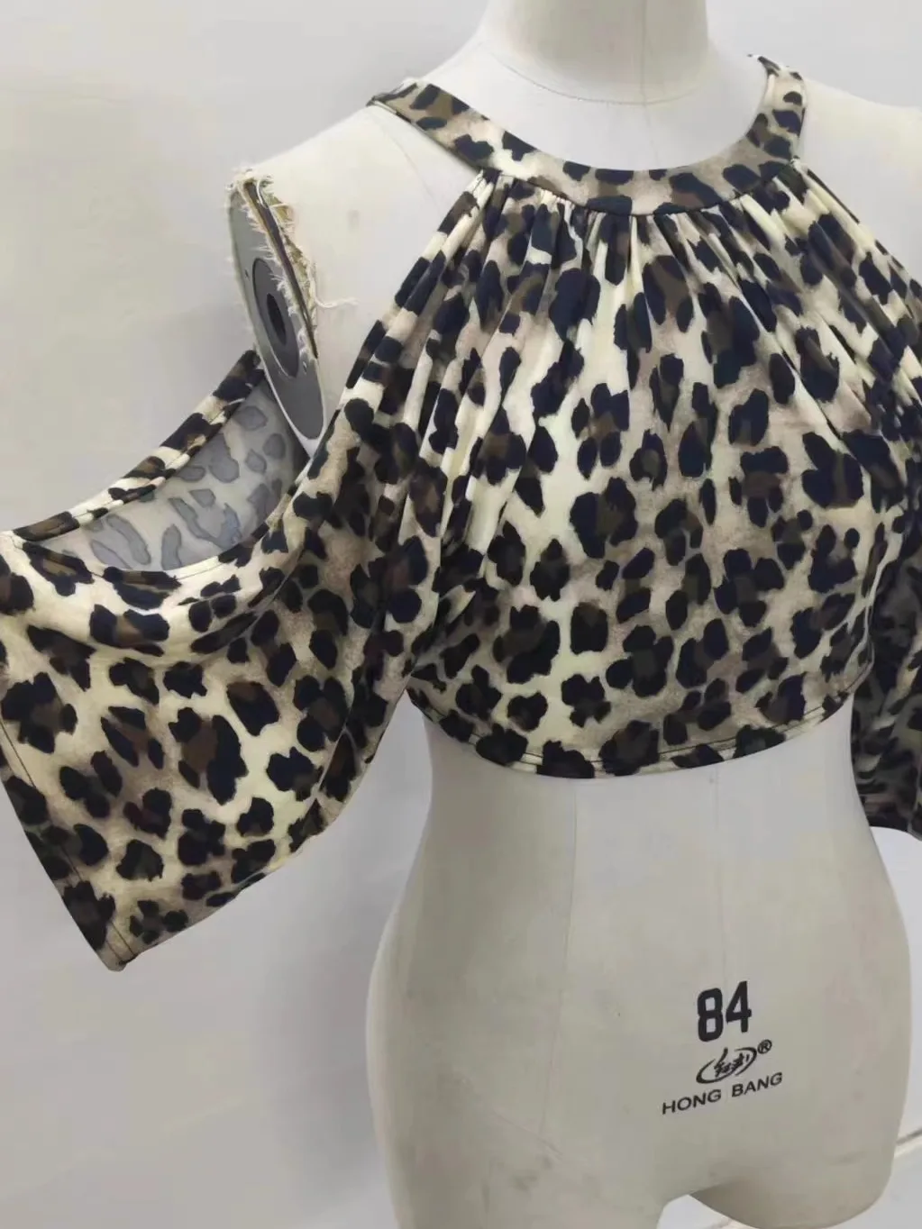 Belly Dance Top Leopard Print oulder Bared Slimming Dancewear Eastern Dance Class orm Women's Fitn Sportswear