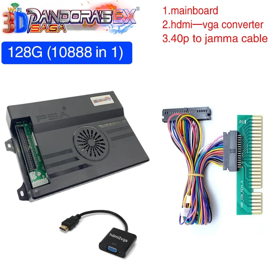 128GB 3D Pandora Saga EX2 Arcade Box 10888 in 1 DIY Kit Game