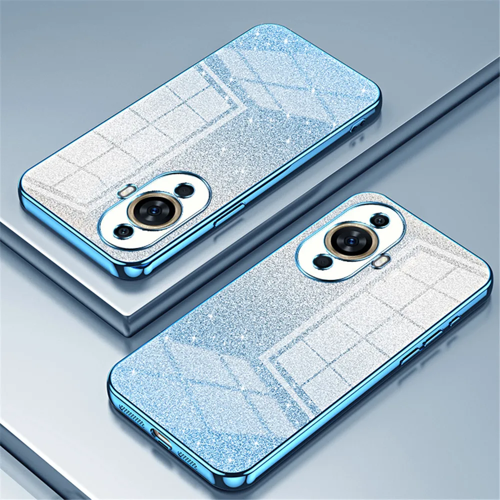 Gradient Glitter Plating Clear Shockproof Phone Case - Soft Silicone  Cover