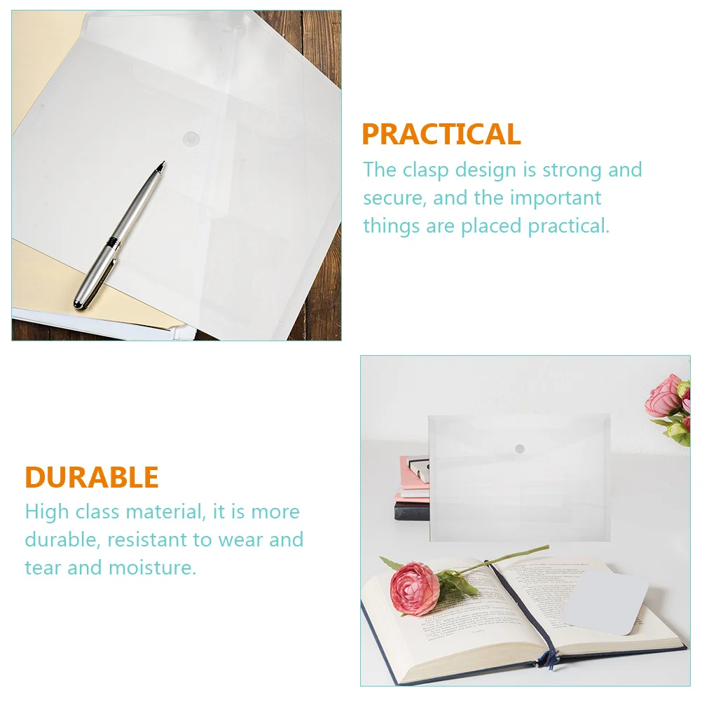 Porte-documents en plastique transparent, porte-documents, classeurs, enveloppes A5, poudres pour le stockage, portefeuille, papier, enveloppe, documents