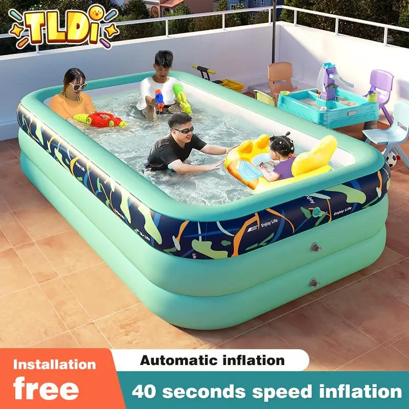 

Inflatable Swimming Pool Rectangular Large Size Foldable Three Rings PVC Thicken Bath Tub For Family Children Pool Ocean Ball