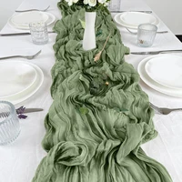 Semi-Sheer Gauze Table Runner Sage Cheesecloth Table Setting Dining Vintage Wedding Decoration Banquets Arches Retro Boho Decor 2