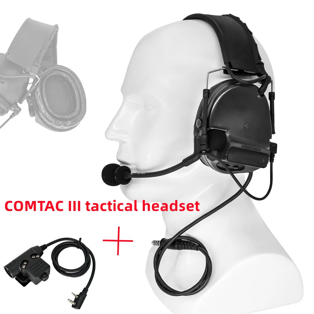Hearangel Tactical Headphones COMTAC III Noise Cancelling Headset Hunting Shooting Airsoft Headphones Silicone Earmuffs U94 Ptt