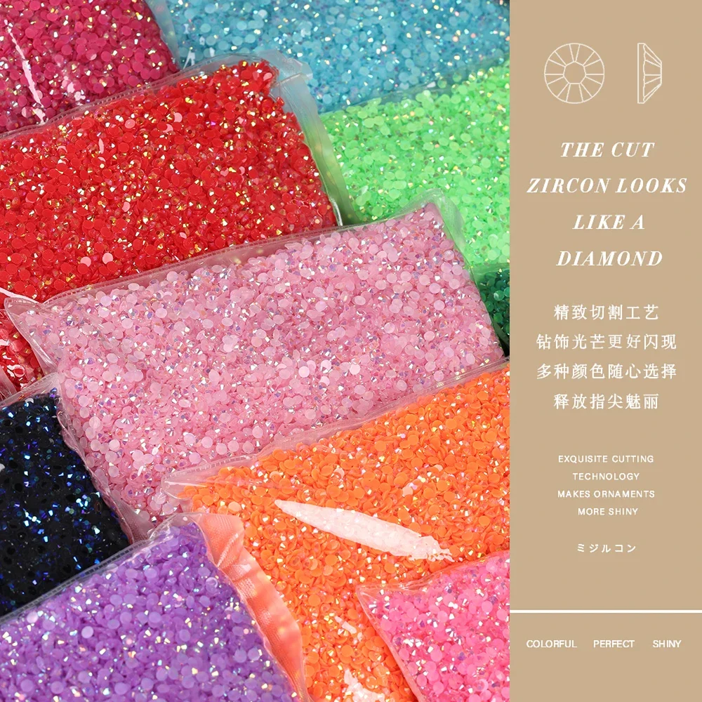 Bulk 2-6mm Jelly AB Resin Non Hot Fix Rhinestones Flat Back Plastic Crystals Strass Glitters Big Package Stones