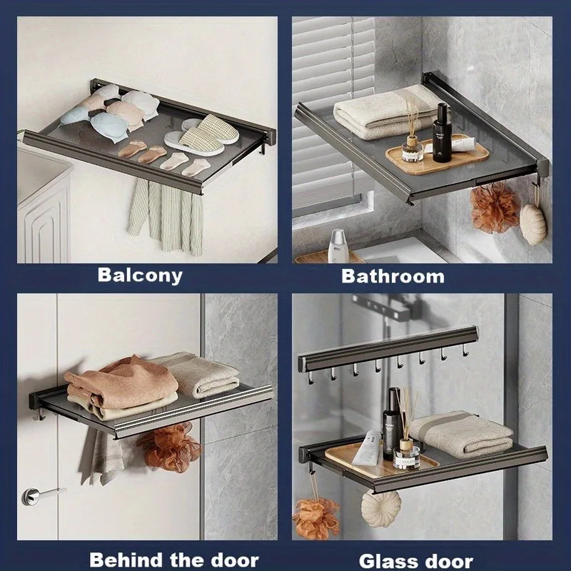 Foldable Clothes and Hat Rack With Hooks Space-saving Solution For Bathroom and Balcony clothes and hat rack