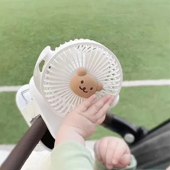 Ventilatore Portatile per Passeggino a 3 Velocità con Luce, Ricarica USB, Supporto per Telefono, Accessori per Neonati