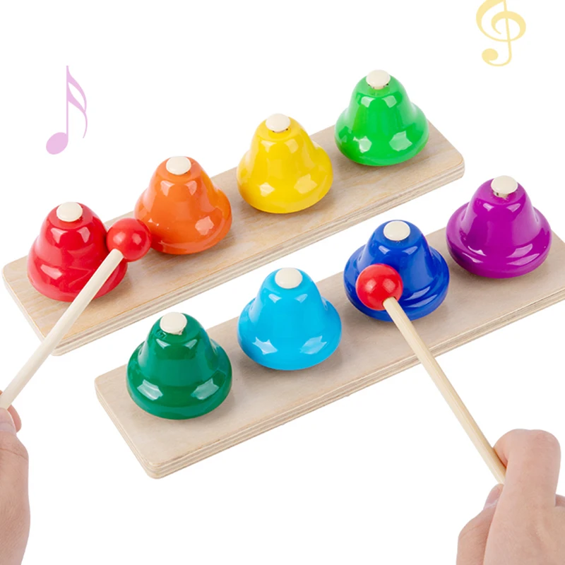 Montessori Percussion Musical Instrument Educational Toys Eight-Tone Bell  Auditory Development Color Cognition Kids Music Toys