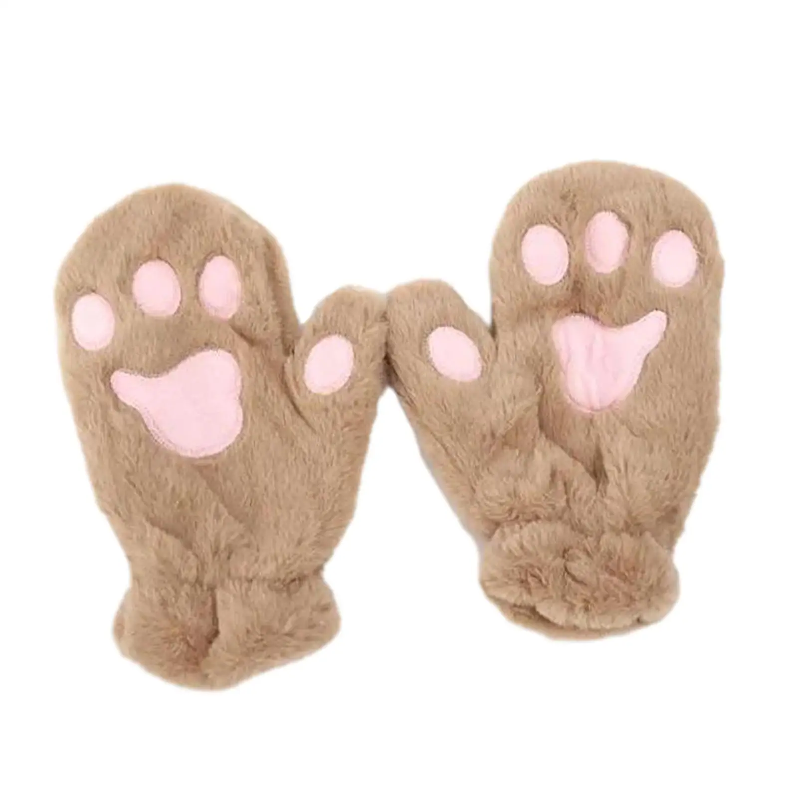 Luvas de patas de desenhos animados para mulheres, luvas de pele falsa, luvas macias, quentes para senhoras, viajando, inverno