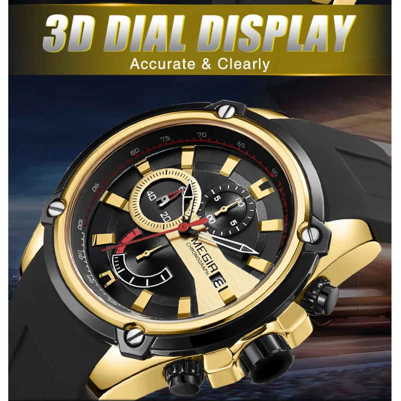 Quartz Watch For Men Reloj Hombre Original Luxury Chronograph Men Sport Silicone Date Waterproof Wristwatch Relogio Masculino