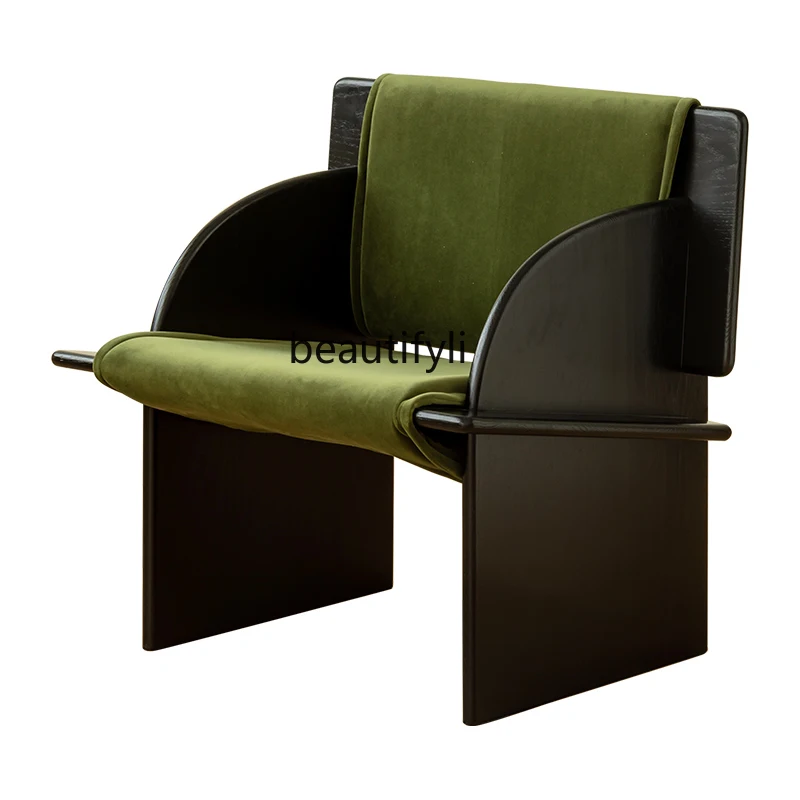 

Retro Wooden Lounge Chair Home Living Room Bedroom Balcony Nordic Single-Seat Sofa Chair Armchair