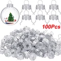 100/200Pcs Round Christmas Ornament Caps Hanger Strings
