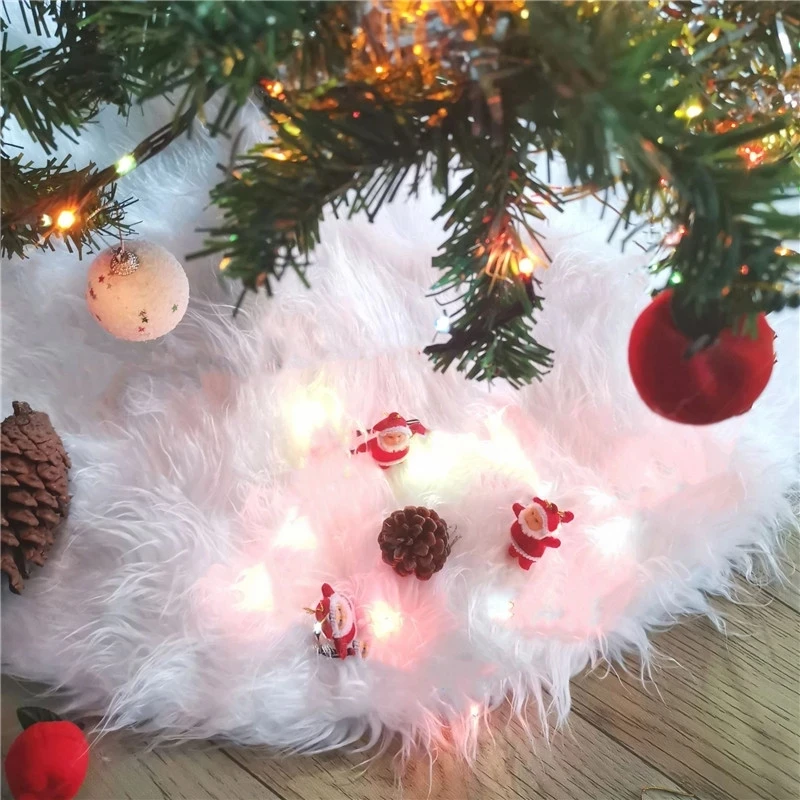 78/90/120CM White Christmas Tree Skirts Xmas Tree Base Decoration Plush Faux Fur Tree Mat For Christmas New Year Home Ornaments