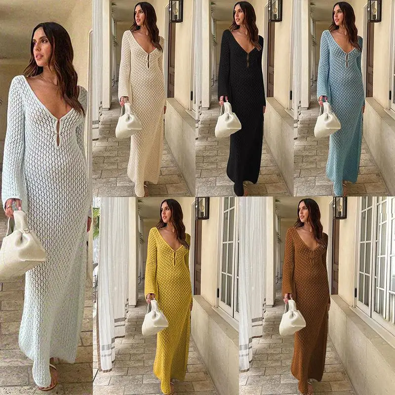 

Women's Beach Tunic Pareo Clothes Bikini Cover Up Ups For Swimwear Women 2024 Bathroom Knitted Shirt Sexy Hollow Out Robe