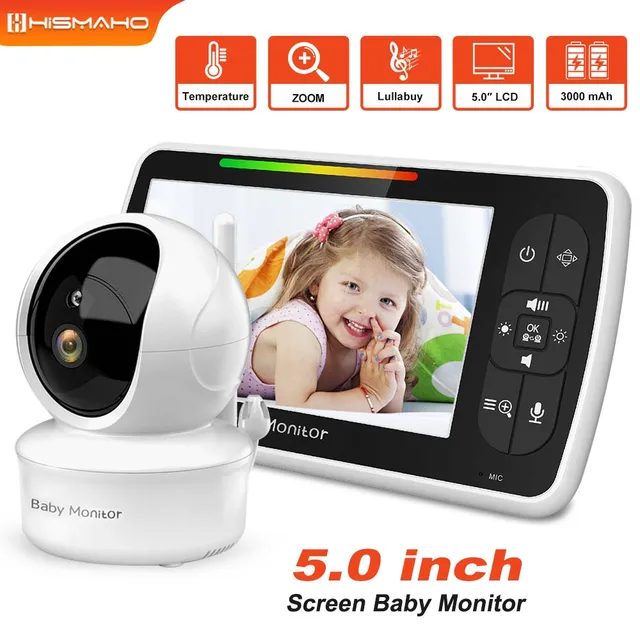 Baby Monitor 5 Inch Display Indoor Security Protection Camera Babyphone Two-way Audio Surveillance Temperature Sensor Lullaby 1