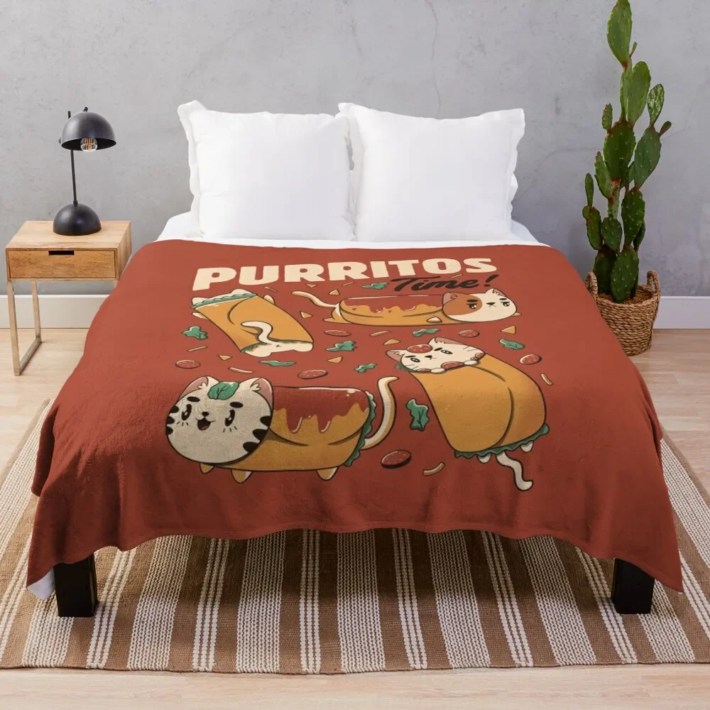 Purritos Time Burrito Cat Cibo Messicano Divertente Di Tobe Fonseca Coperta Da Tiro Divano Decorativo Vintage Coperte Extra Large