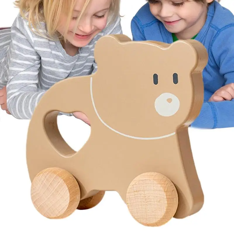 

Wooden Rabbit/Bear Toy Wooden Toys Wooden Rabbit/Bear On Wheels Wooden Toddler Toy Pulling Dog Toy Eco-Friendly Toddler Toys