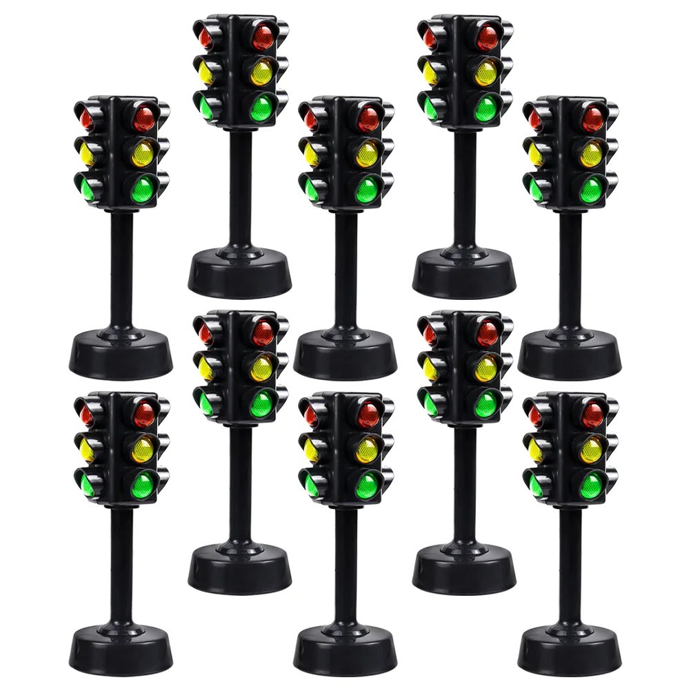 traffic light, 10pcs traffic light model child educational mininature street lamp sign for pretend play accessories birthday toy traffic toys for kids sound light mini cones sign models plastic signs signal plaything child