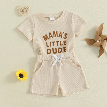 Toddler Boys Casual Outfits Cool Dude Graphic Tee and Drawstring Shorts Set for 2 Piece Summer Clothing Set 3