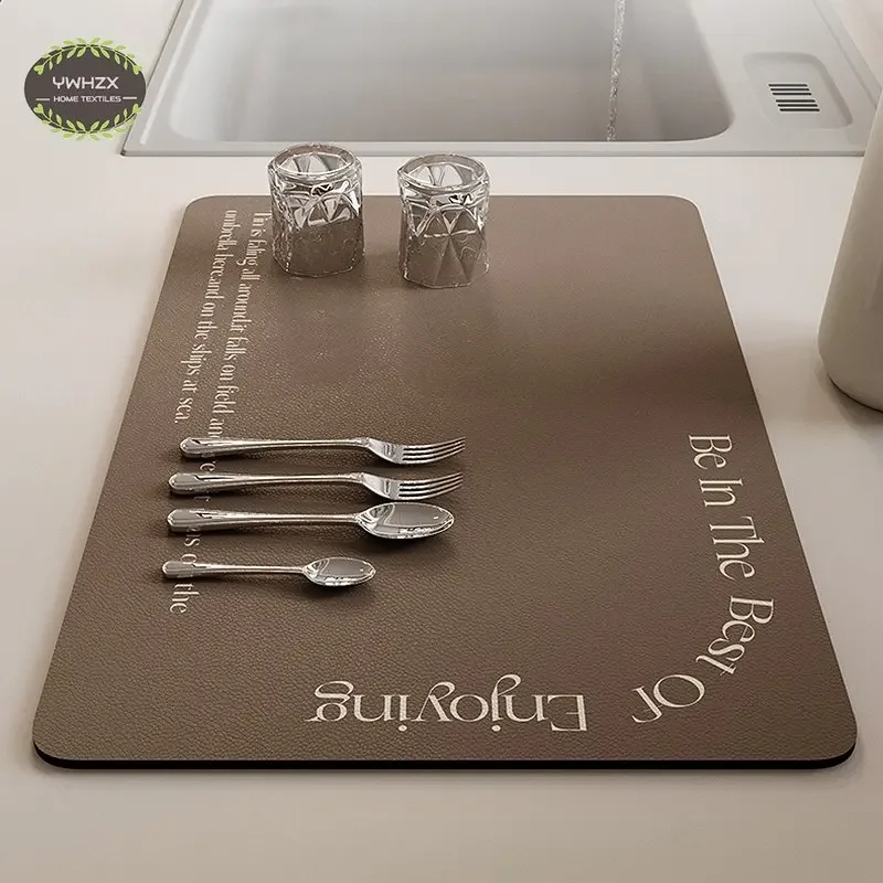 

Bohemia Drain Pad Super Absorbent Kitchen Dish Drying Mat Diatom Mud Sink Countertop Drainer Rug Cup Bottle Placemat Home Decor