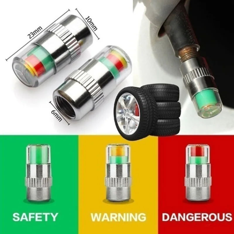 4pcs Tire Pressure Indicator External Valve Detection Car Tire Pressure