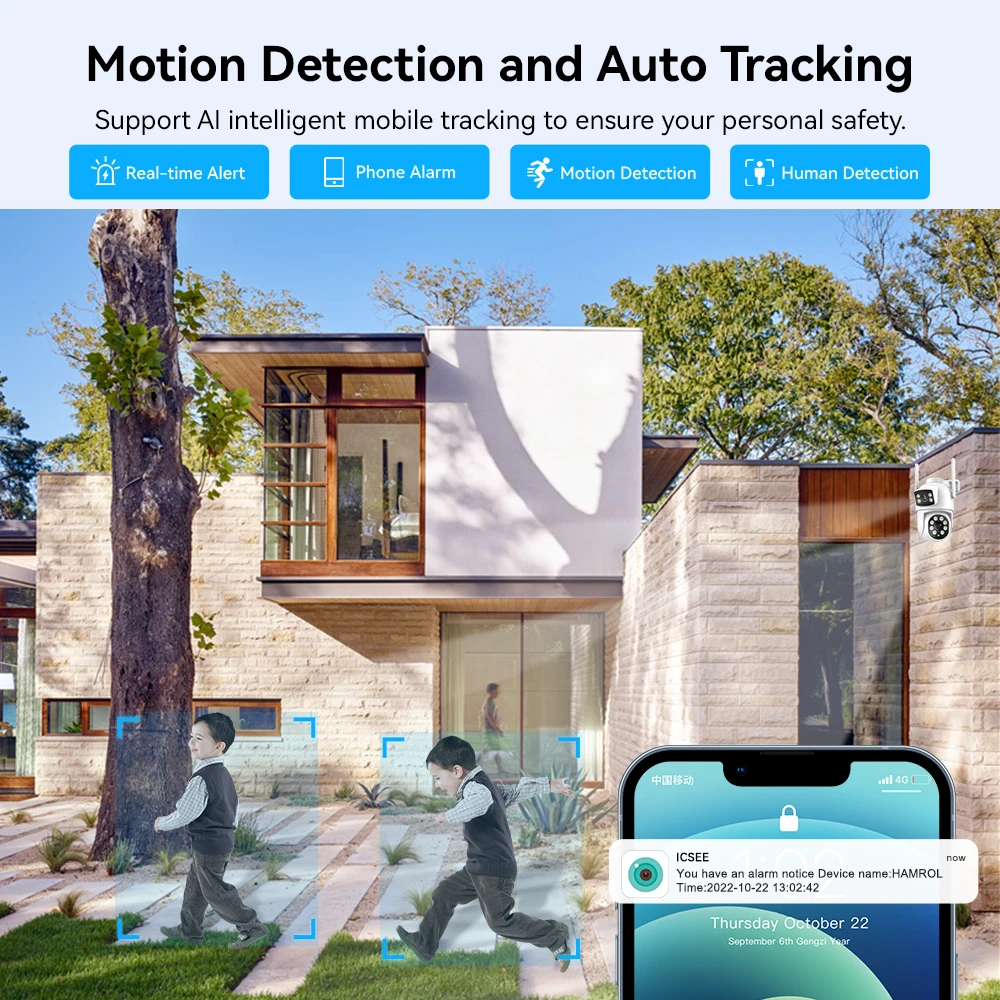 sem fio, AI Human Auto Tracking, lente