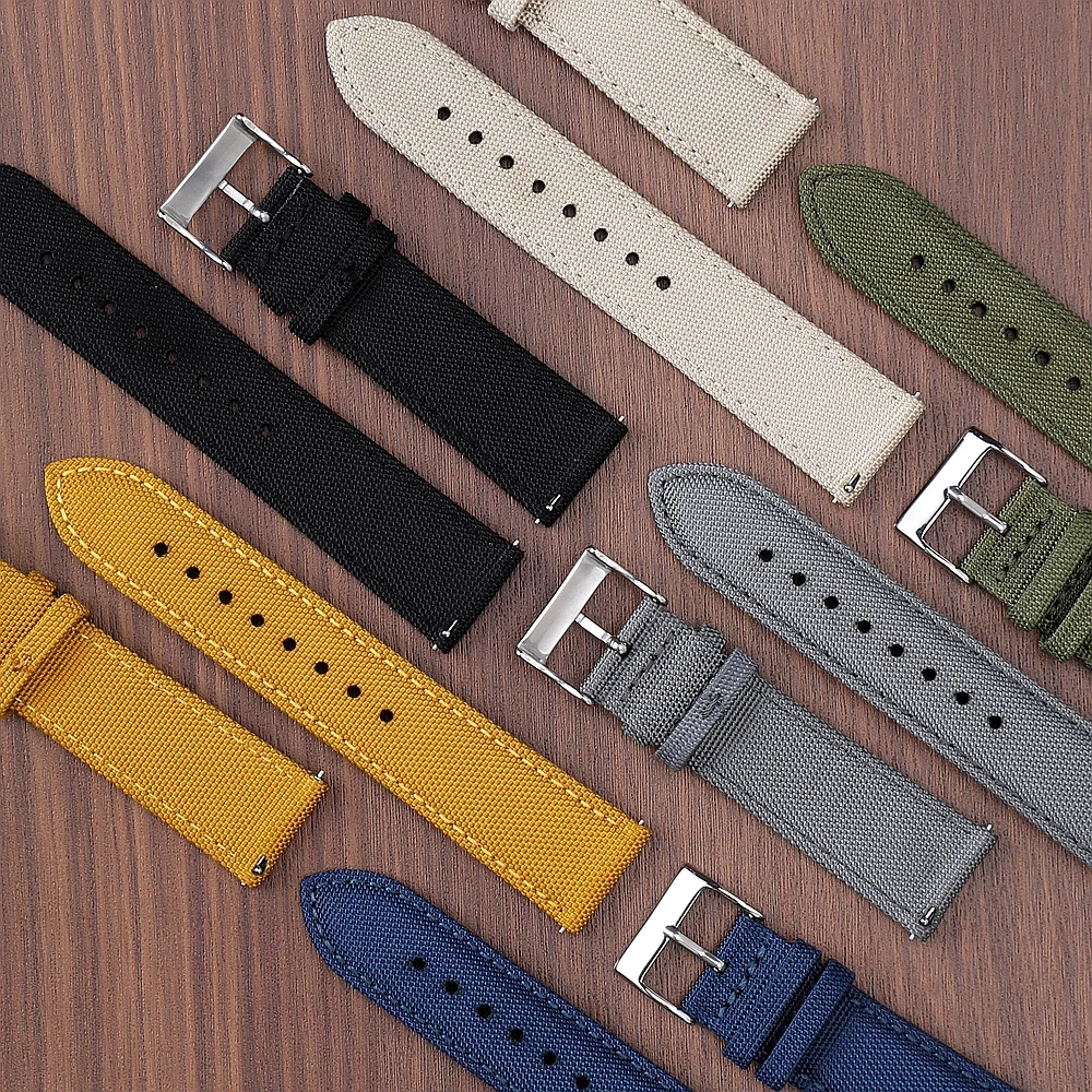 Deluxe Waterproof Sailcloth Nylon Sports Watch Band – Quick Release Strap