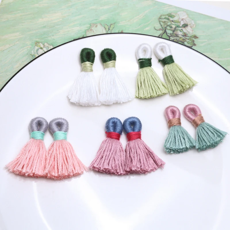 12 Colors Hanging Rope Silk cotton Tassel beads keychain Fringe For Key  Chain Earring Hooks Pendant Jewelry Making Accessories