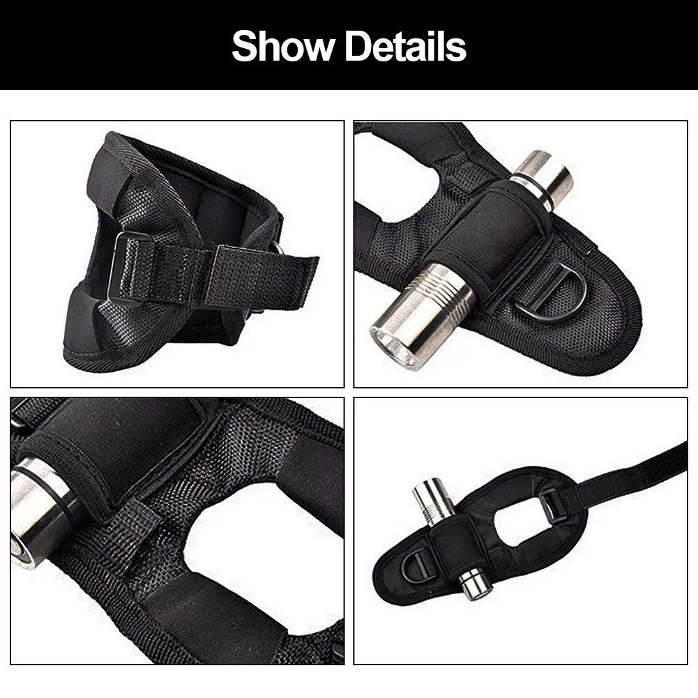 Outdoor Torch Flashlight Holder Soft Neoprene Hand Arm Mount Wrist Strap Glove Hand Free