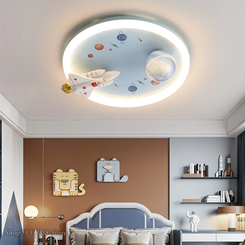 

Cartoon Led Ceiling Lights Children Room Boy Girl Rocket Astronaut ceiling lamp Bedroom Eye Protective Decor Lighting Fixtures