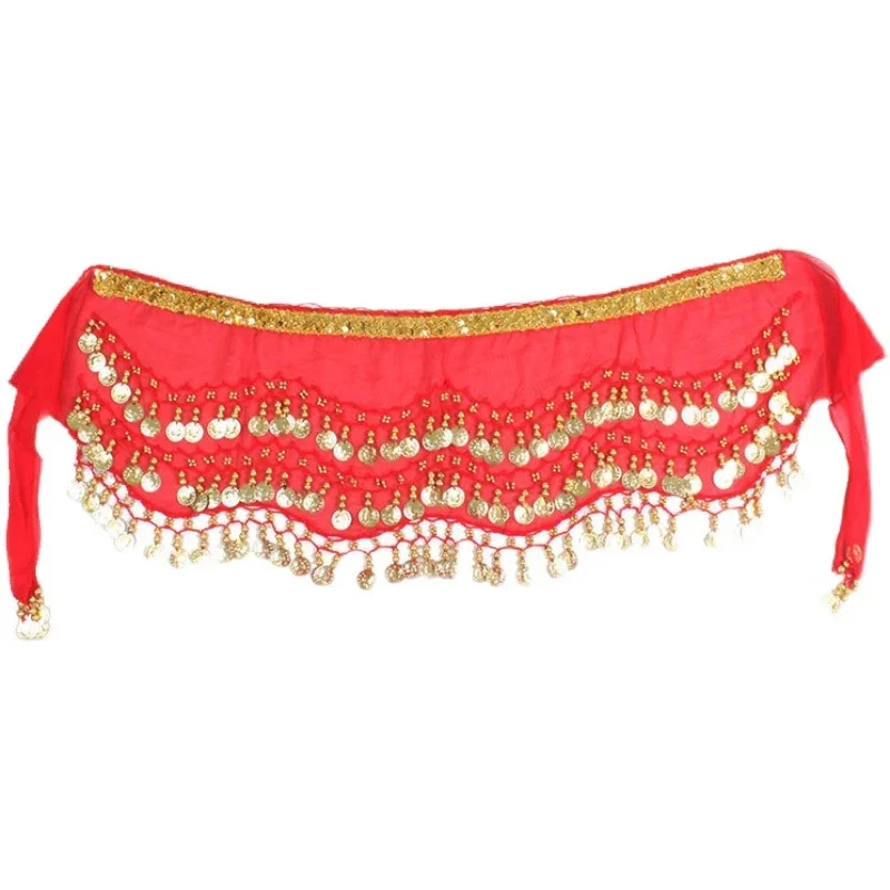 

Belly dance waist chain female Indian dance new beginner hip scarf sequins with Phnom Penh square Xinjiang dance clothes belt