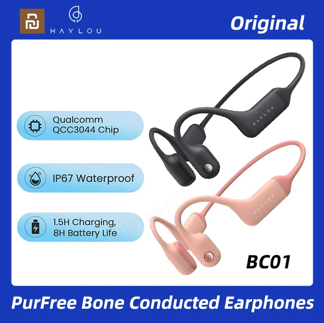 PurFree Open-Ear Bone Conduction Headphones Bluetooth 5.2 - IP67 Waterproof  Wireless Sport Earphones for Cycling and Running - CVC Dual Mic Noise