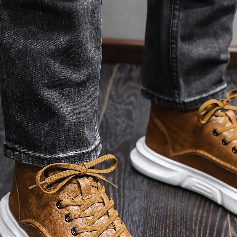 Vintage Fashion Men Jeans High Quality Retro Black Gray Slim Fit Elastic Jeans Men Stretch Trousers Designer Denim Pants Hombre