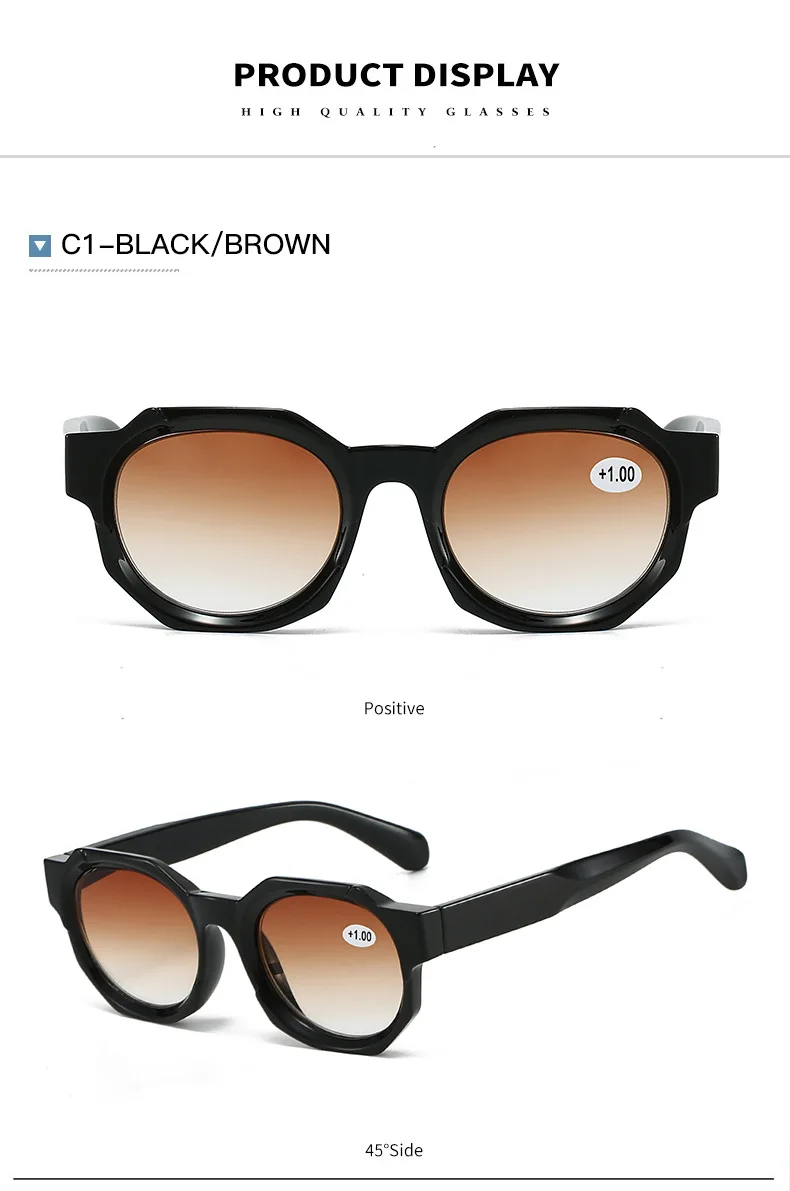 SO&EI Mode Polygon Quadratische Lesebrille Frauen Mode Tee Gradienten Männer Sonnenbrille – Detail 8