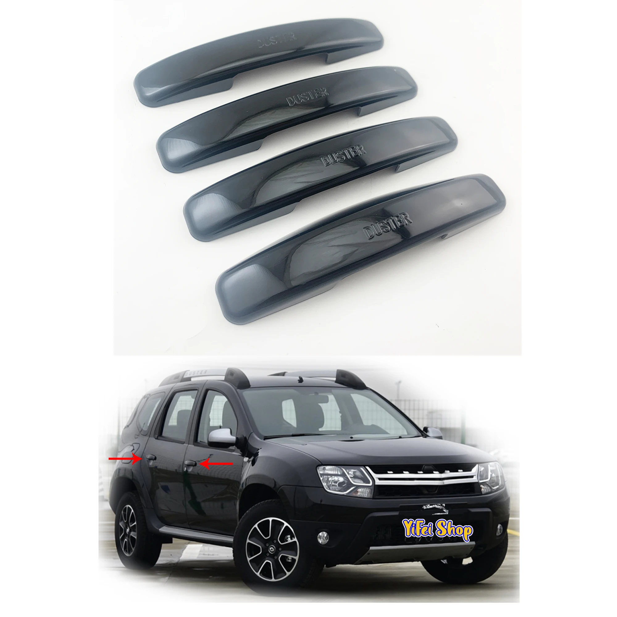 

4pcs New ABS Piano Black Car Accessories Plated Door Handle Cover Trim Paste Style For Renault Duster 2014 2015 2016 2017 2018