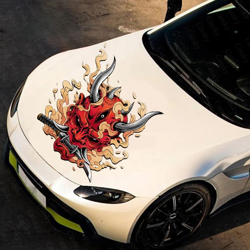 

Japanese samurai mask sticker hood car decal graphic pattern color car sticker side graphic decal car sticker japanese mask