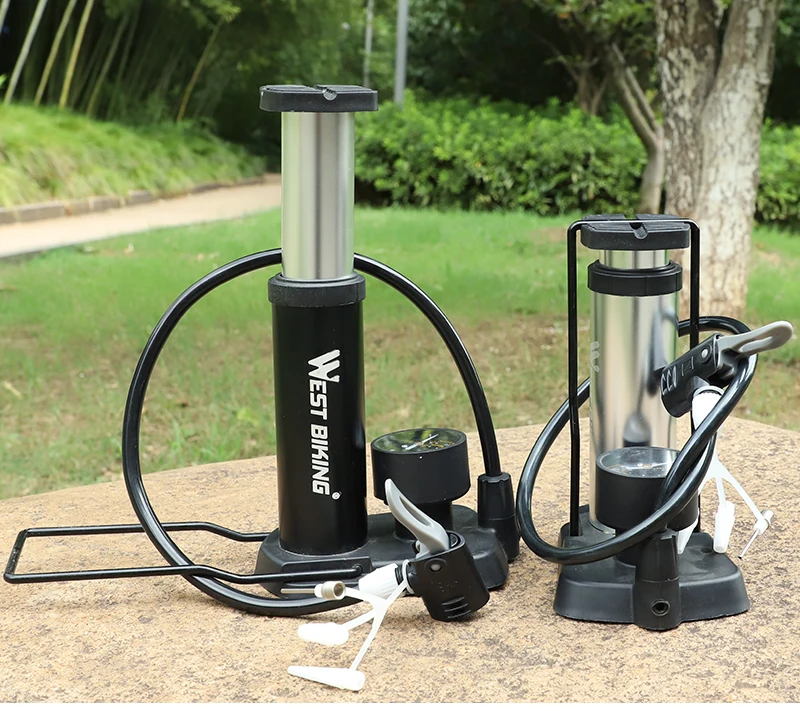 WEST BIKING Fußpedal-Minipumpe 120 PSI mit Manometer aus Aluminiumlegierung für Presta- und Schrader-Ventile, geeignet für MTB, Rennräder, Bälle und Spielzeug. – Detail 17