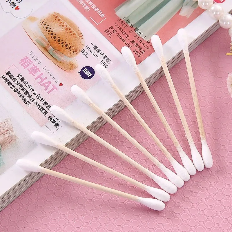 500pcs Double Head Wood Cotton Swab Nose Ears Cleaning Women Makeup Tools Lipstik Cotton Buds Tip Sticks Bastoncillos Oidos 4