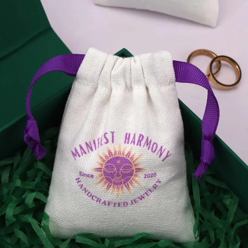 

Cotton Gift Bags Purple Ribbon Muslin Dust Sack 5x7cm to 18x31cm pack of 50 Custom Colorful Logo Makeup Jewelry Pouches