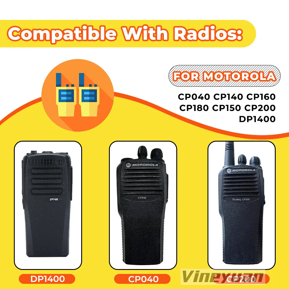 10PCS 2200mAh PMNN4252AR Replacement Li-ion Battery For Motorola CP040, CP140, CP160, CP180, CP150, CP200, DP1400 Two Way Radio 6