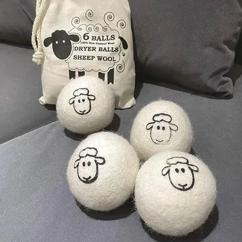 6pcs Reusable Wool Dryer Balls Clothes Ball 7cm Drying Washing Balls Home Wool Dryer Washing Machine Accessories
