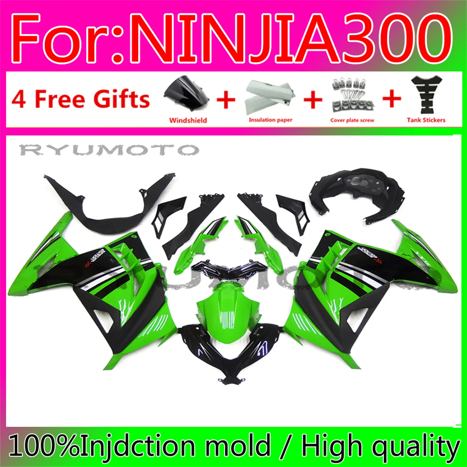 

Motorcycle Injection Mold Fairings Kit Fit For Kawasaki NINJA 300 12-17 Fairing NINJA 300 12 17 fairing